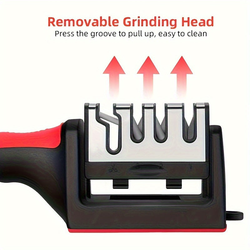 Ceramic Knife Sharpener with 4 Stages Tungsten Steel Manual Kitchen Tool