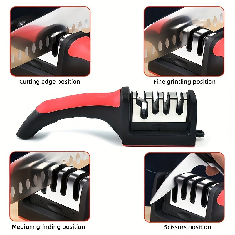 Ceramic Knife Sharpener with 4 Stages Tungsten Steel Manual Kitchen Tool