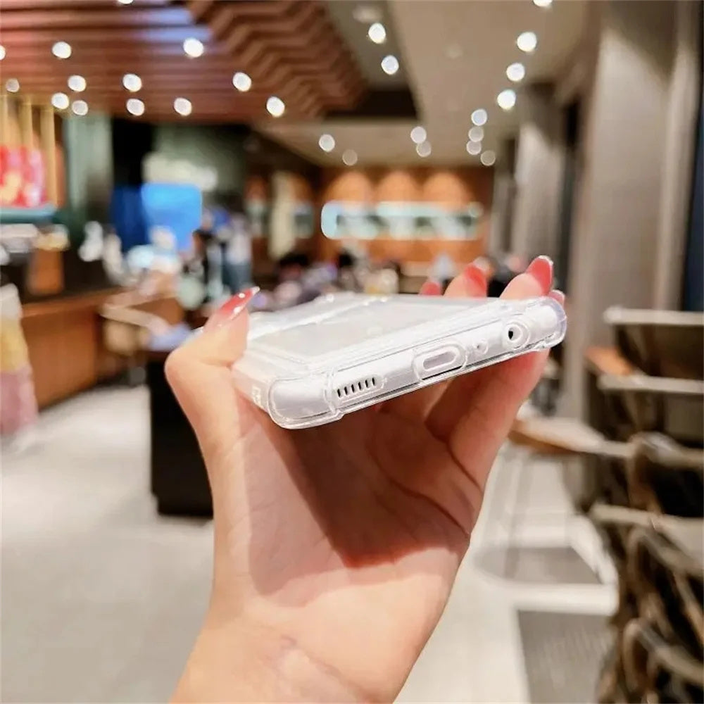 Чехол для телефона Samsung Galaxy с держателем для карт, прозрачный.