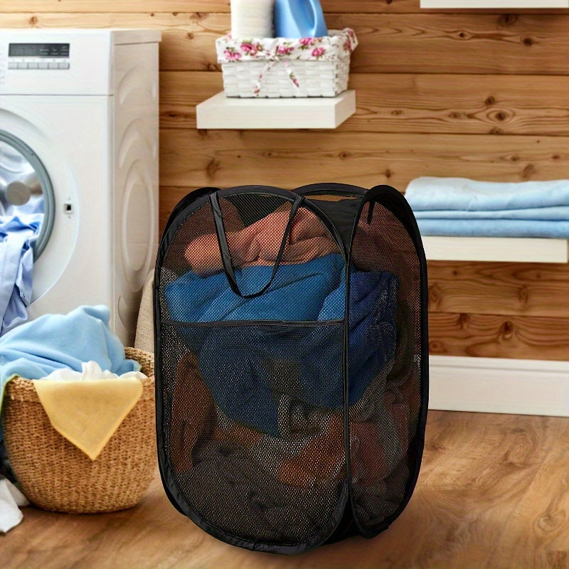 Foldable Mesh Laundry Baskets Set with Handles Collapsible Portable for Home Dorm Travel