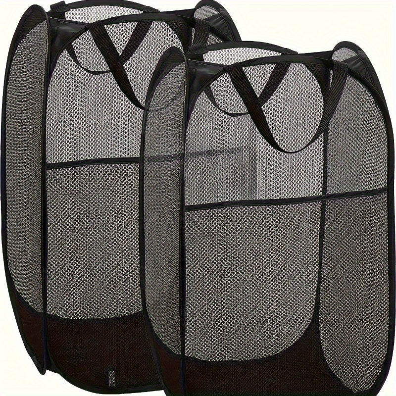 Foldable Mesh Laundry Baskets Set with Handles Collapsible Portable for Home Dorm Travel
