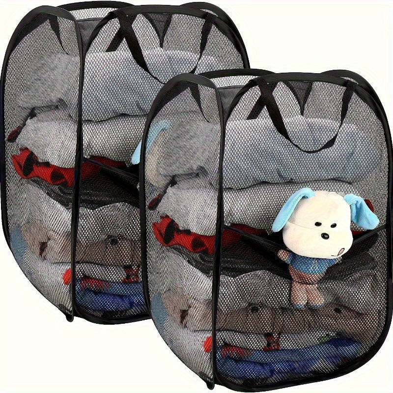 Foldable Mesh Laundry Baskets Set with Handles Collapsible Portable for Home Dorm Travel