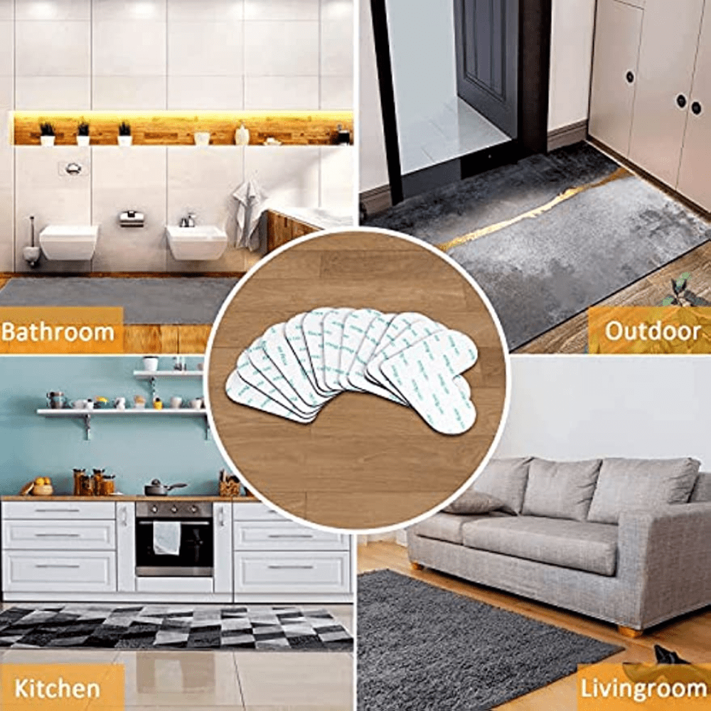 Set of 4 Washable Non-Slip Rug Grippers for Hardwood and Tile Floors