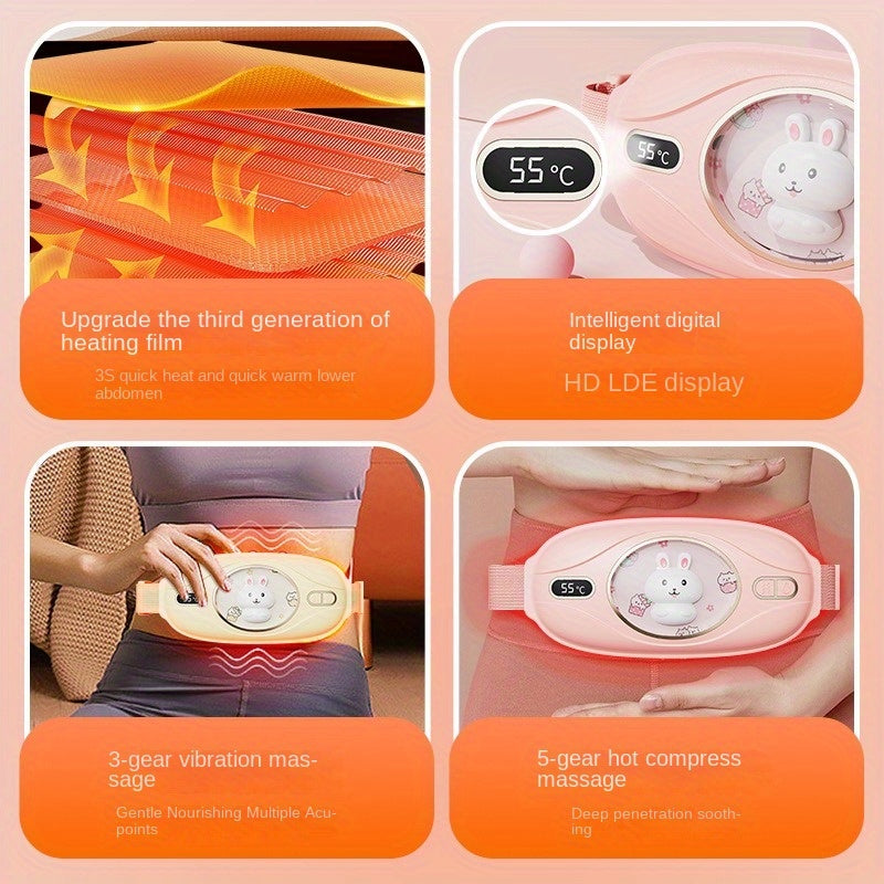 Qayta zaryadlanadigan aylanish isitish belbog'i - og'riqni kamaytirish va issiqlik uchun USB zaryadlangan portativ bel massajchisi