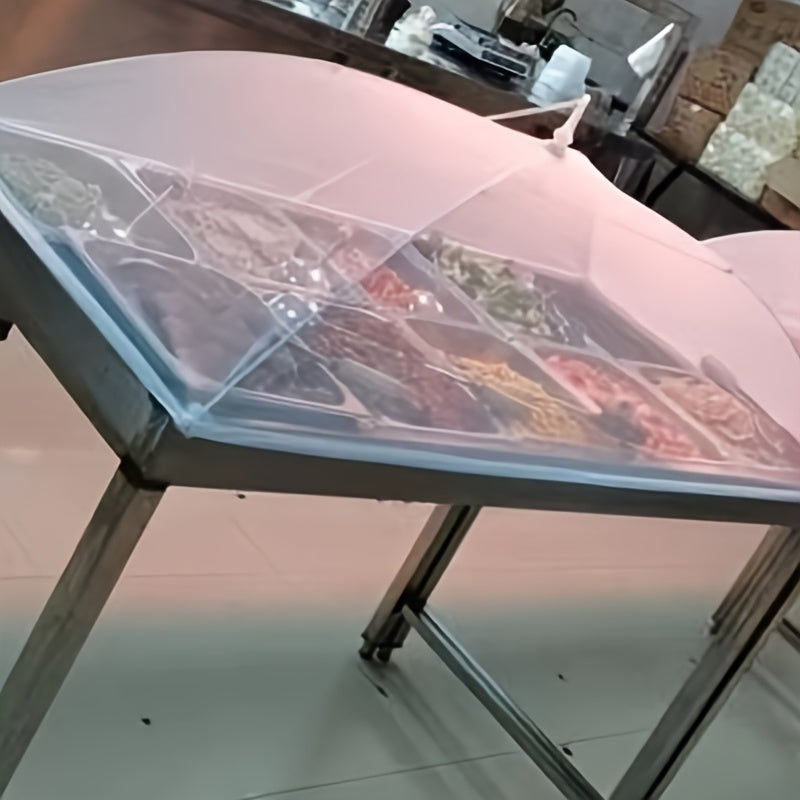 White Folding Mesh Food Cover for Picnics Camping and Outdoor Use