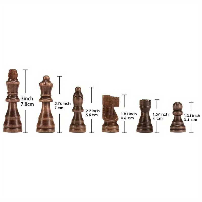 15-Inch Wooden Chess Set Folding Design Large Playing Area Durable Construction for Adults and Beginners
