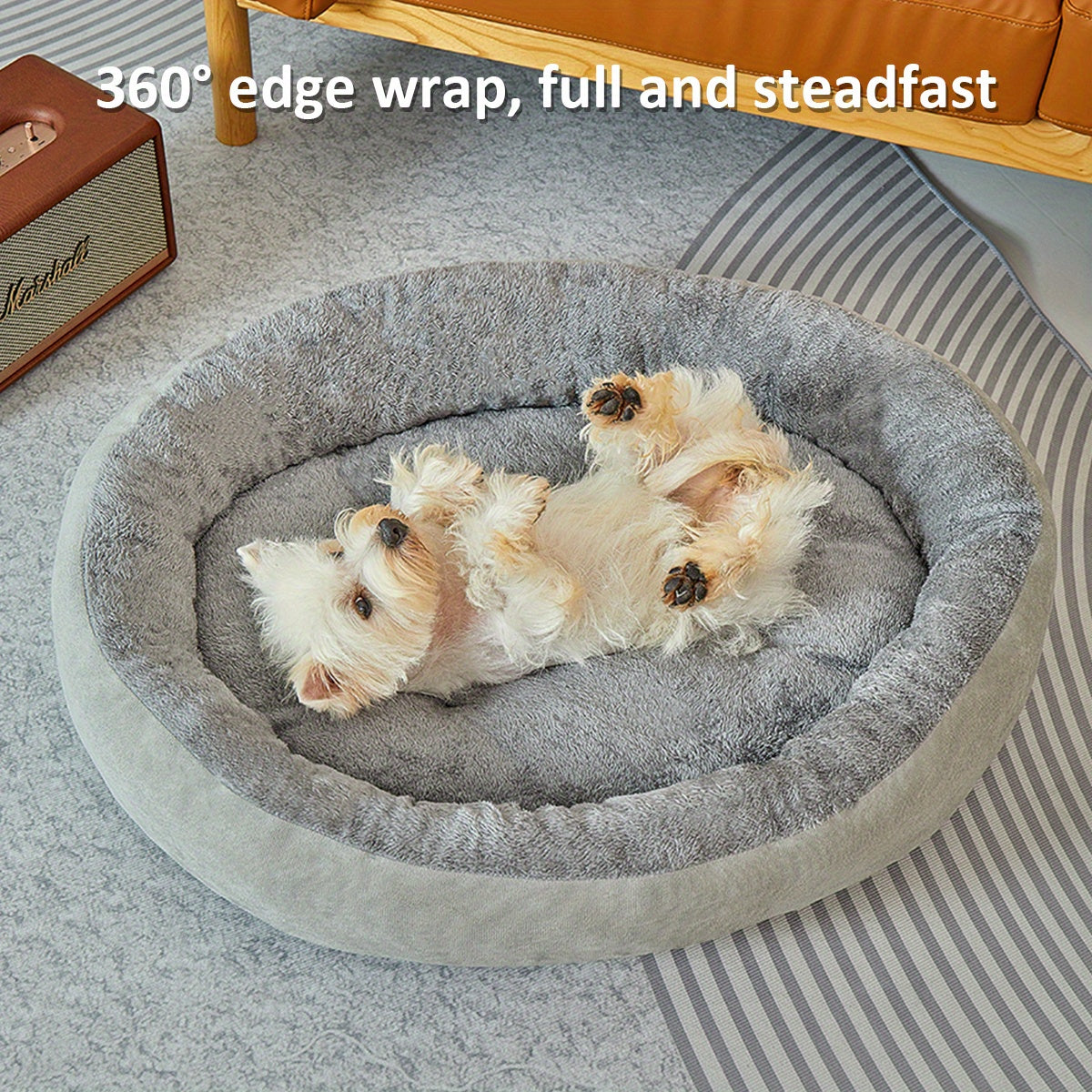 Oval Pet Bed for Small to Medium Dogs Plush Polypropylene Non-Assembled