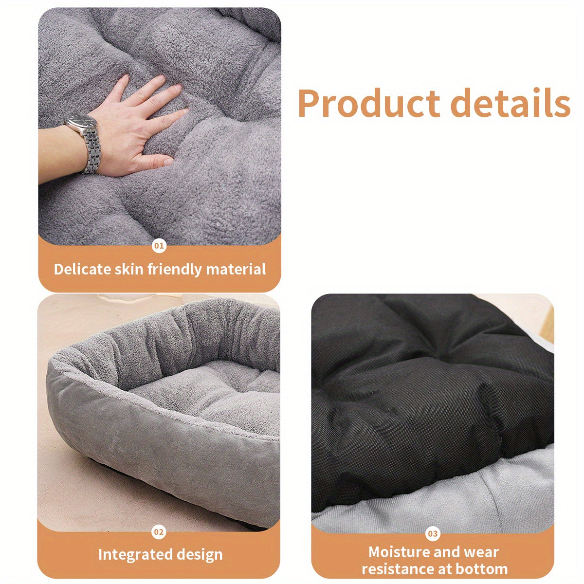 Oval Pet Bed for Small to Medium Dogs Plush Polypropylene Non-Assembled