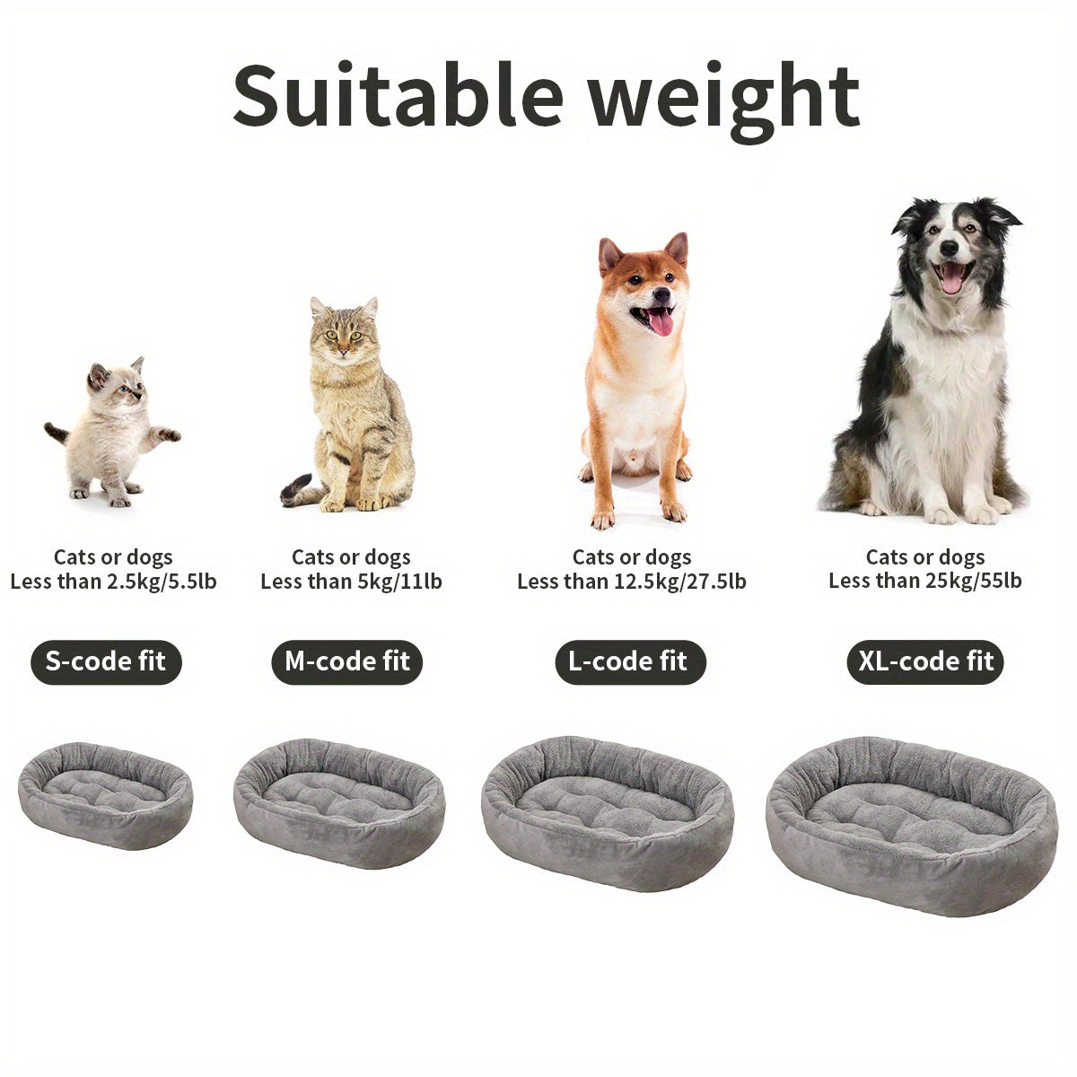 Oval Pet Bed for Small to Medium Dogs Plush Polypropylene Non-Assembled