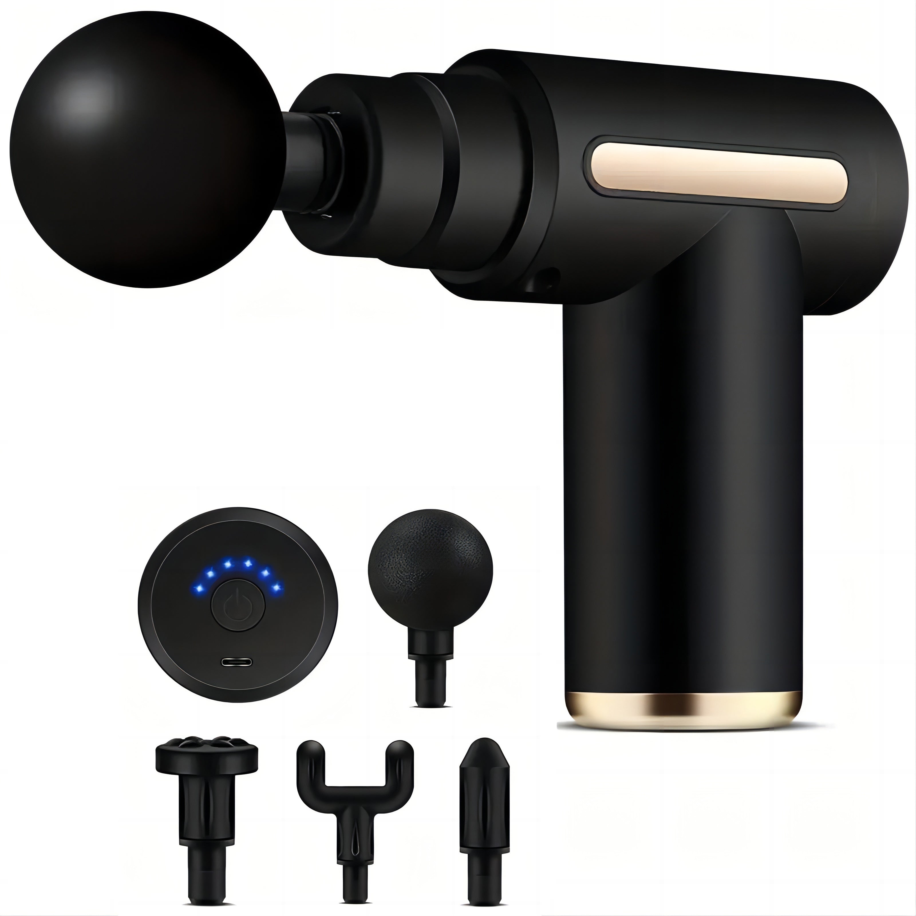 Portable Deep Tissue Massage Gun for Back Neck Legs Waist Rechargeable with 4 Heads