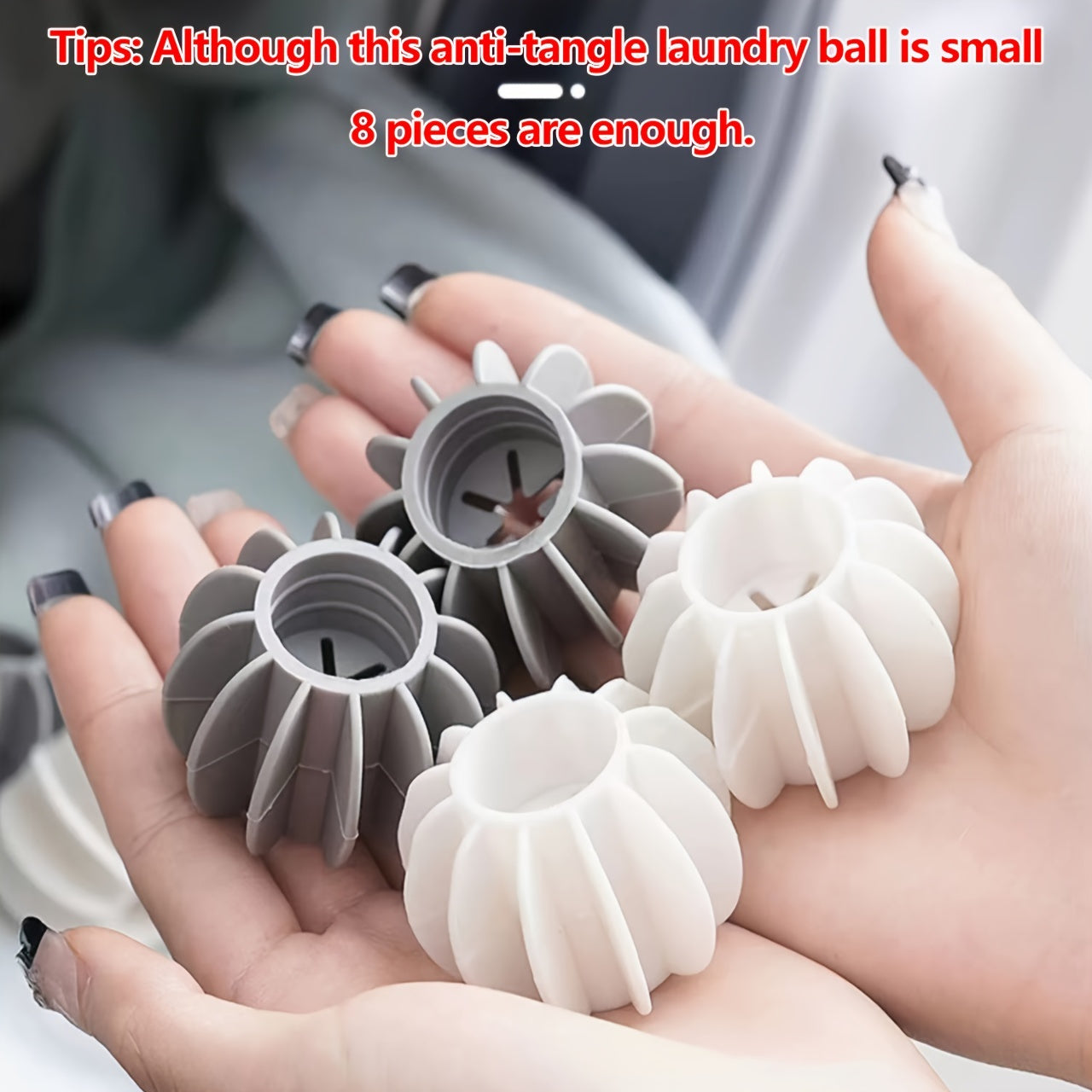 Set of 8 Silicone Laundry Balls Reusable 1.57-Inch Anti-Entanglement Dryer Balls for Washing Machine and Clothing Removal