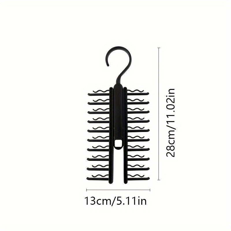 Black Multi-layer Anti-slip Tie Hanger with Belt Rack Space-saving Wardrobe Organizer for Men