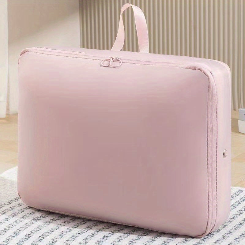 Grey Compression Storage Bag with Dual Zippers Handles for Clothes and Sweaters