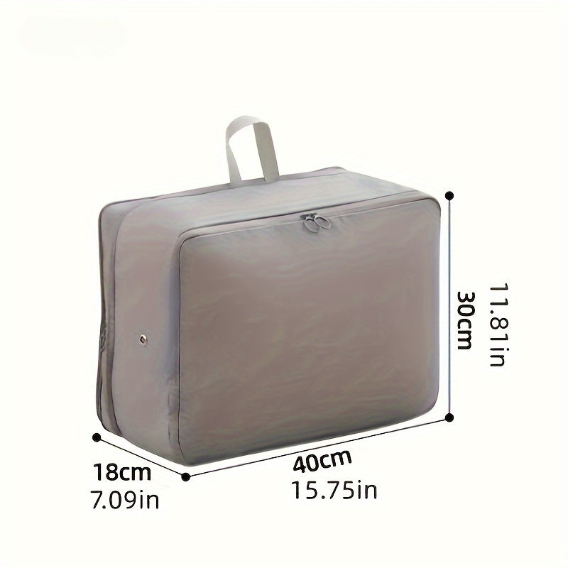 Grey Compression Storage Bag with Dual Zippers Handles for Clothes and Sweaters