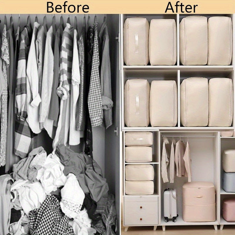 Grey Compression Storage Bag with Dual Zippers Handles for Clothes and Sweaters