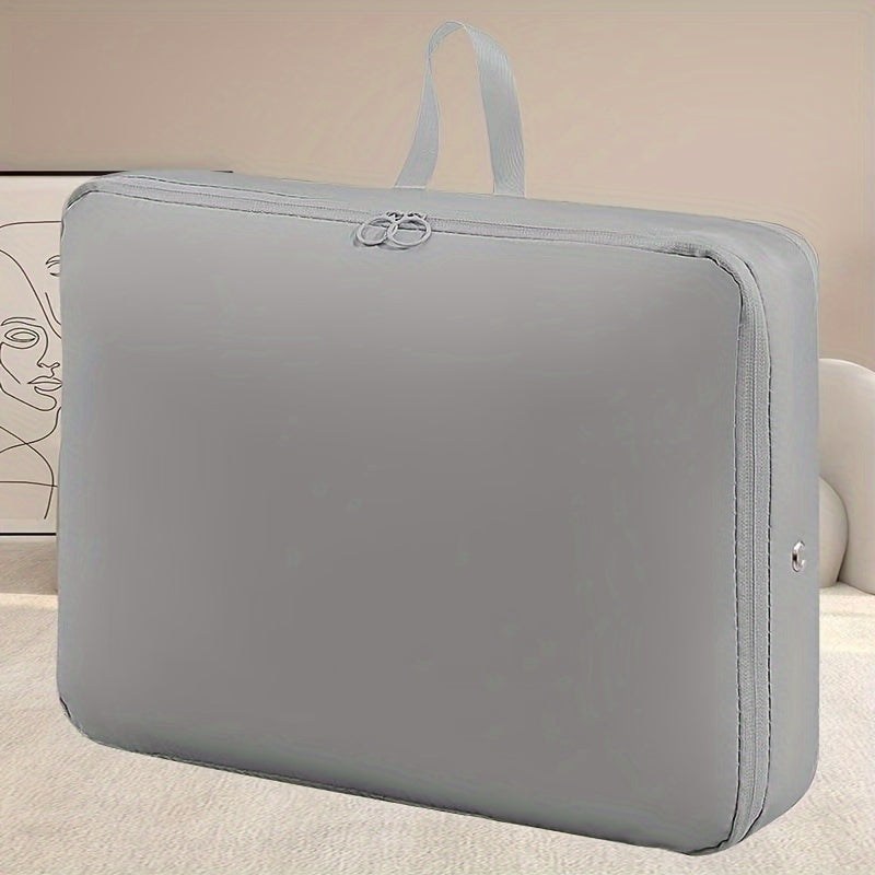 Grey Compression Storage Bag with Dual Zippers Handles for Clothes and Sweaters