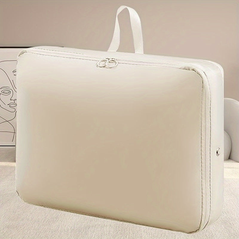 Grey Compression Storage Bag with Dual Zippers Handles for Clothes and Sweaters