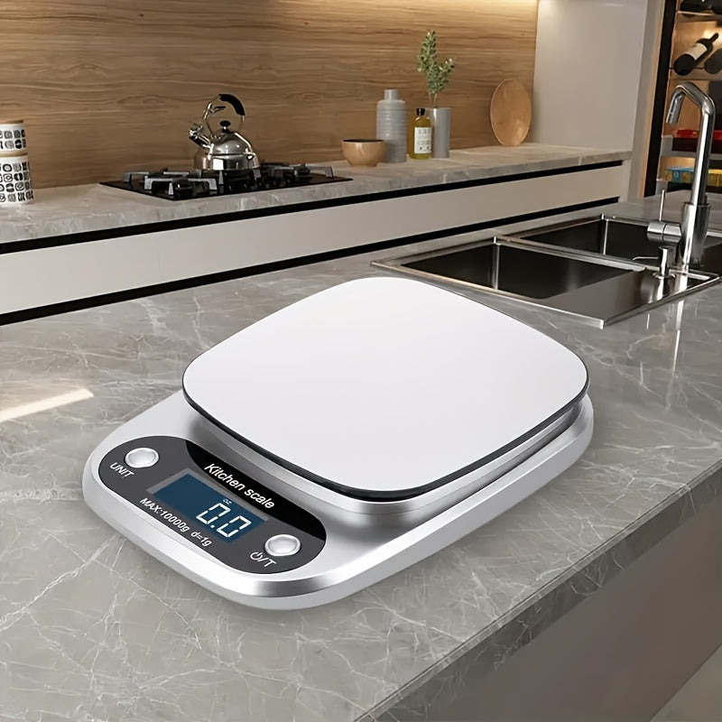 10kg Digital Kitchen Scale with 1g Accuracy LCD Display Tare Function Multi-Unit Measurement Battery Operated