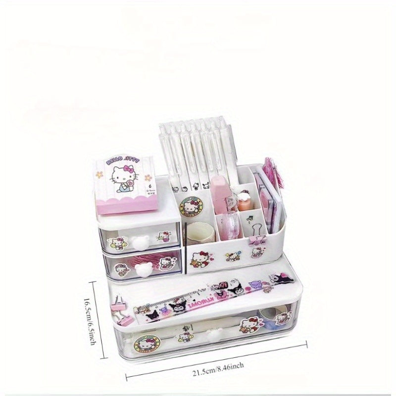 Desk Organizer with Partitioned Storage Box for Students Dormitory Office Use