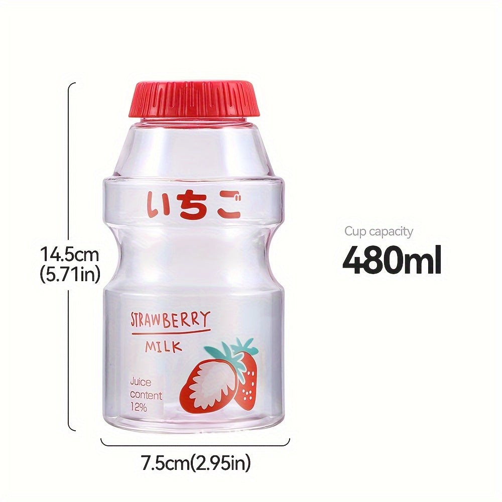 480ml Plastic Water Bottle with Screw Cap BPA-Free Fruit Pattern for School Outdoor Travel