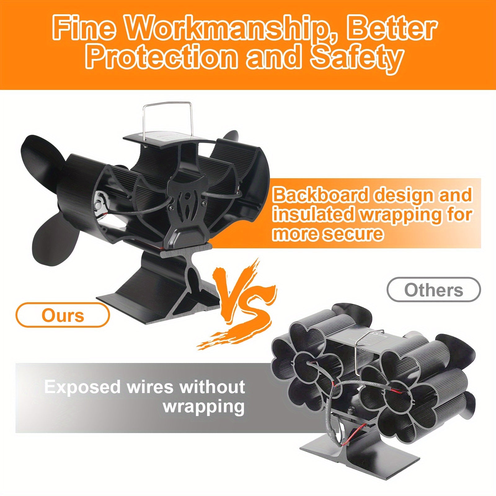 Aluminum Heat Powered Stove Fan Dual Motors Quiet Efficient Heat Circulation