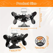 Aluminum Heat Powered Stove Fan Dual Motors Quiet Efficient Heat Circulation