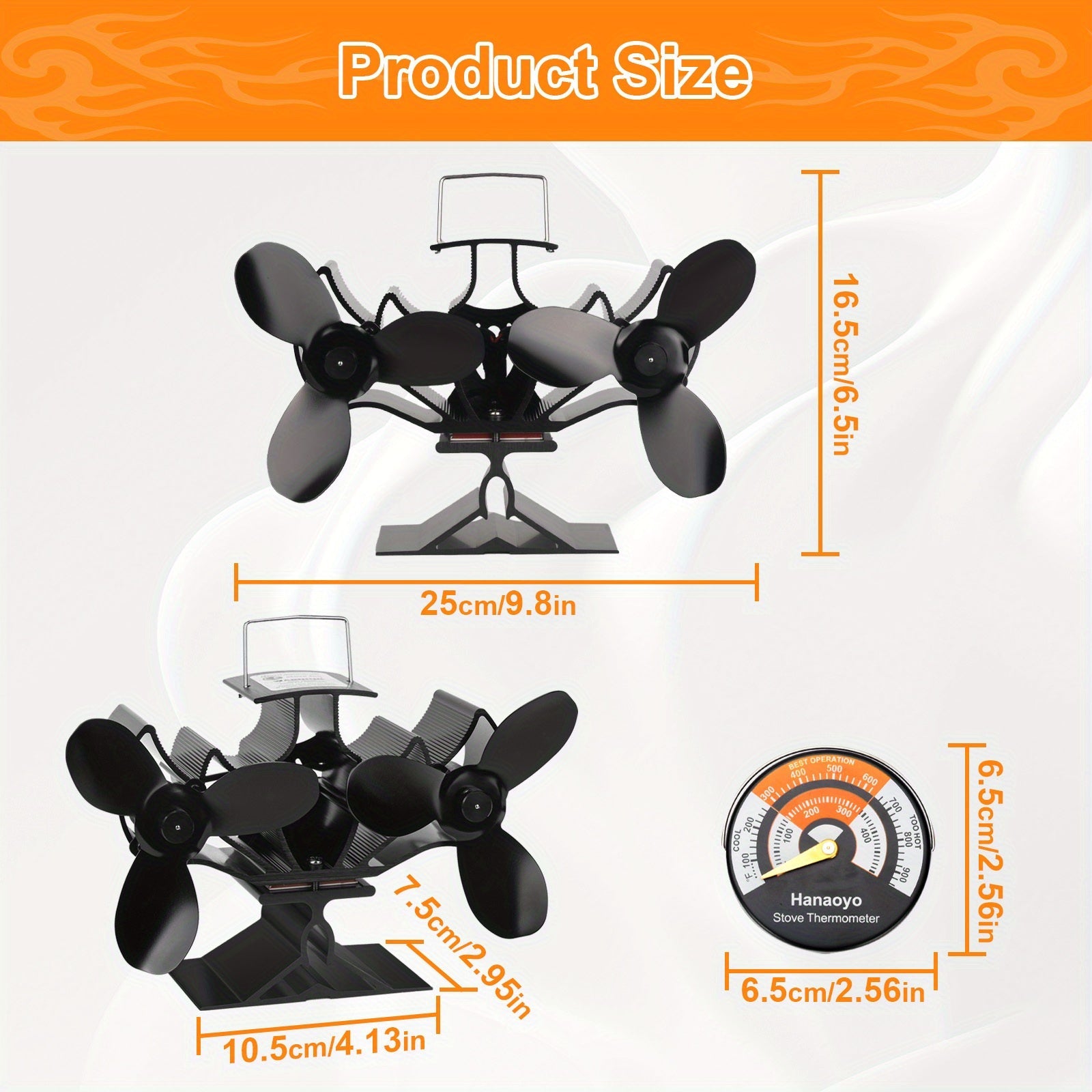 Aluminum Heat Powered Stove Fan Dual Motors Quiet Efficient Heat Circulation