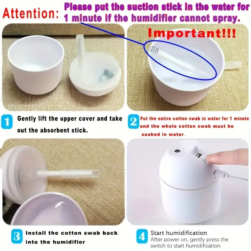 USB-Powered Spherical Cool Mist Humidifier and Aroma Diffuser with Night Light for Bedroom Home Car Plants