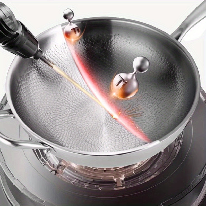 Stainless Steel Non-Stick Frying Pan with Hammered Pattern for Eggs and Stir-Fry