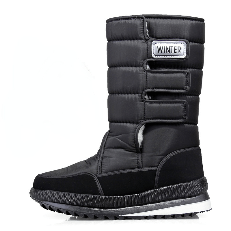Men's Insulated Snow Boots with Adjustable Straps Non-Slip Rubber Sole