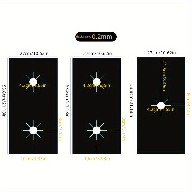 3pcs Teflon Gas Stove Mats Set Non-Stick High-Temperature Resistant Stain-Resistant