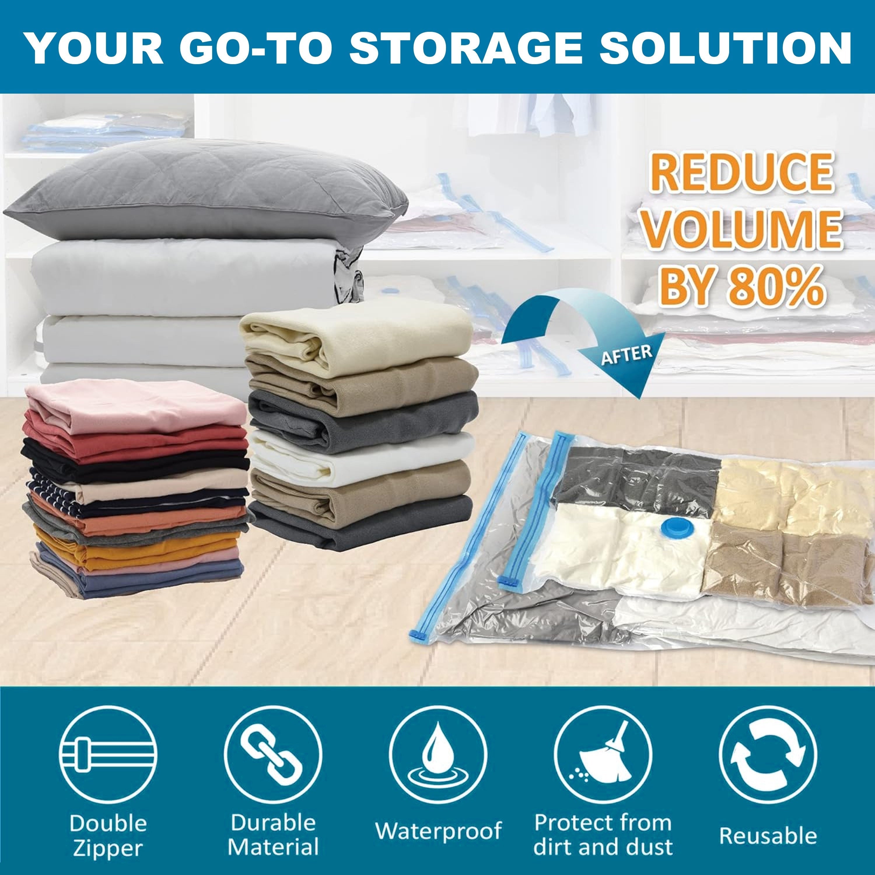 Vacuum Compression Storage Bag for Clothes and Bedding Space Saver Organizer