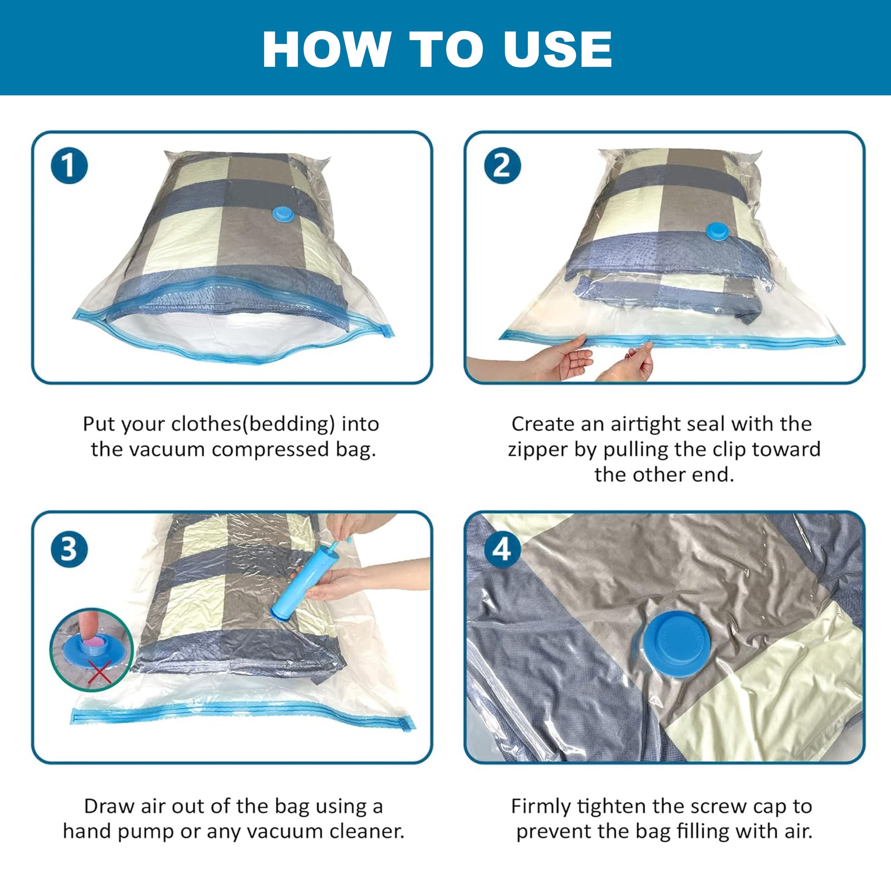 Vacuum Compression Storage Bag for Clothes and Bedding Space Saver Organizer