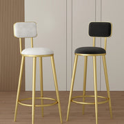 Minimalist Wrought Iron Bar Stool with Gold Legs and Comfortable Backrest for Home Restaurant Cafe
