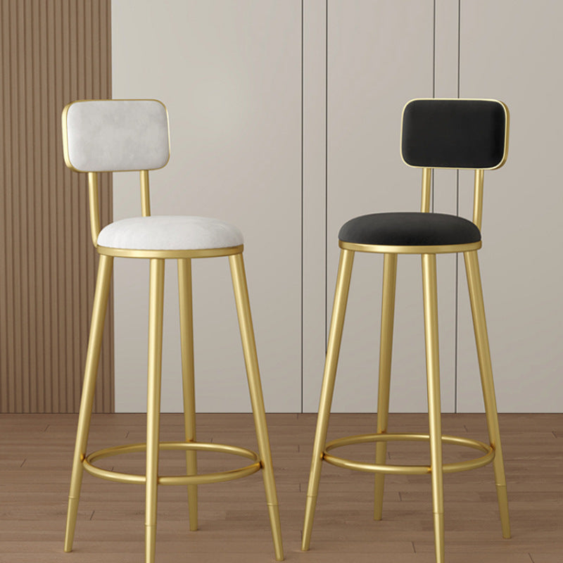 Minimalist Wrought Iron Bar Stool with Gold Legs and Comfortable Backrest for Home Restaurant Cafe