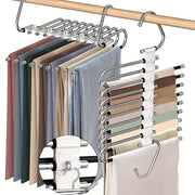 Stainless Steel Pants Hanger with Non-Slip S-Hook 5/9-Layer Closet Organizer