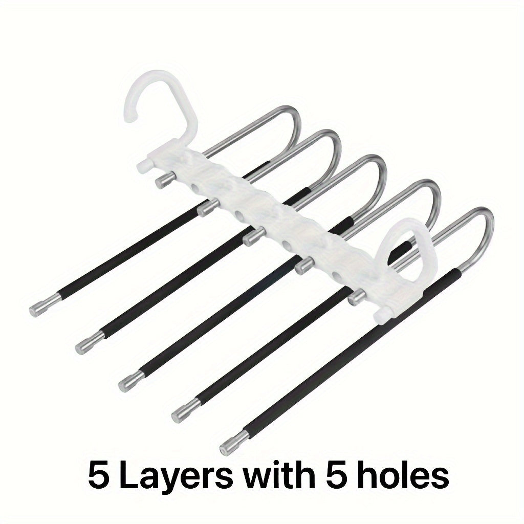 Stainless Steel Pants Hanger with Non-Slip S-Hook 5/9-Layer Closet Organizer