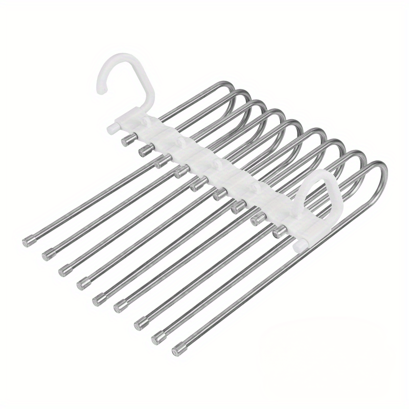 Stainless Steel Pants Hanger with Non-Slip S-Hook 5/9-Layer Closet Organizer