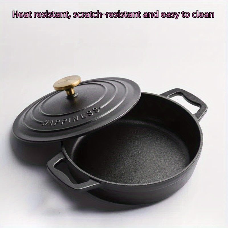 23cm Round Cast Iron Enamel Pot for Stewing Baking and Seafood