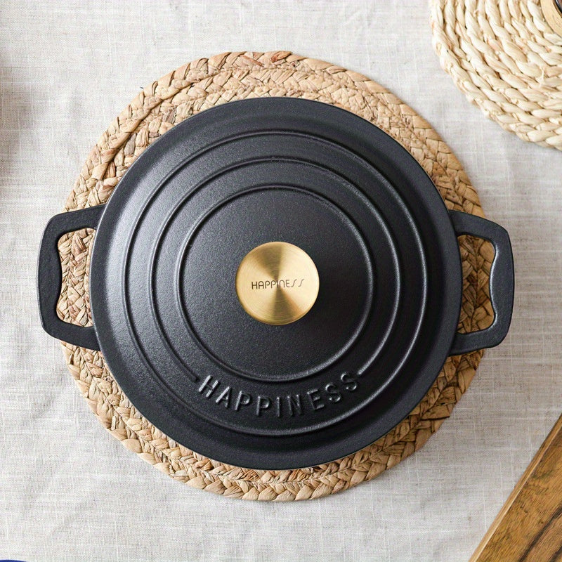 23cm Round Cast Iron Enamel Pot for Stewing Baking and Seafood