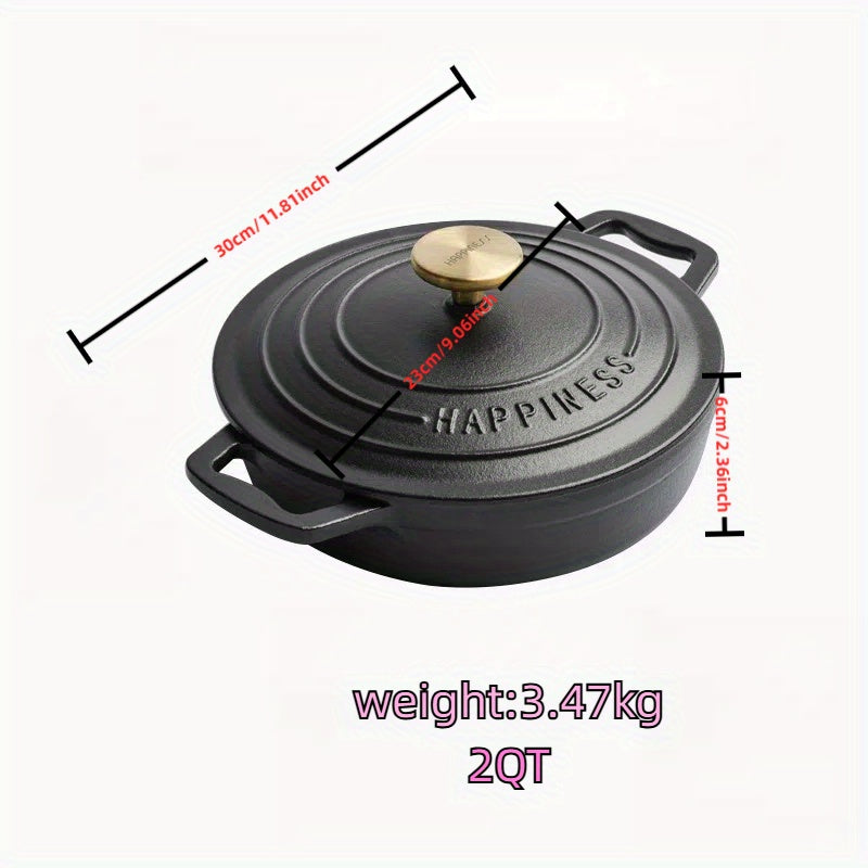 23cm Round Cast Iron Enamel Pot for Stewing Baking and Seafood