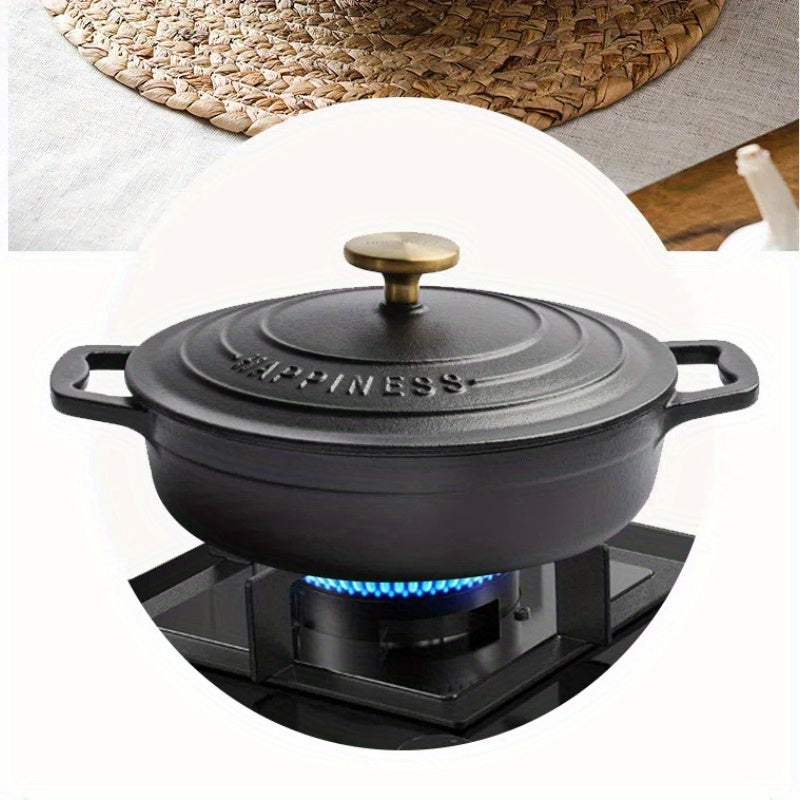 23cm Round Cast Iron Enamel Pot for Stewing Baking and Seafood