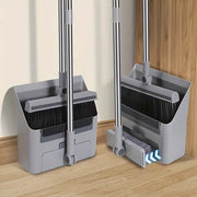 Heavy-Duty 3-in-1 Broom and Dustpan Set with Floor Brush Long Handle Metal Indoor Outdoor