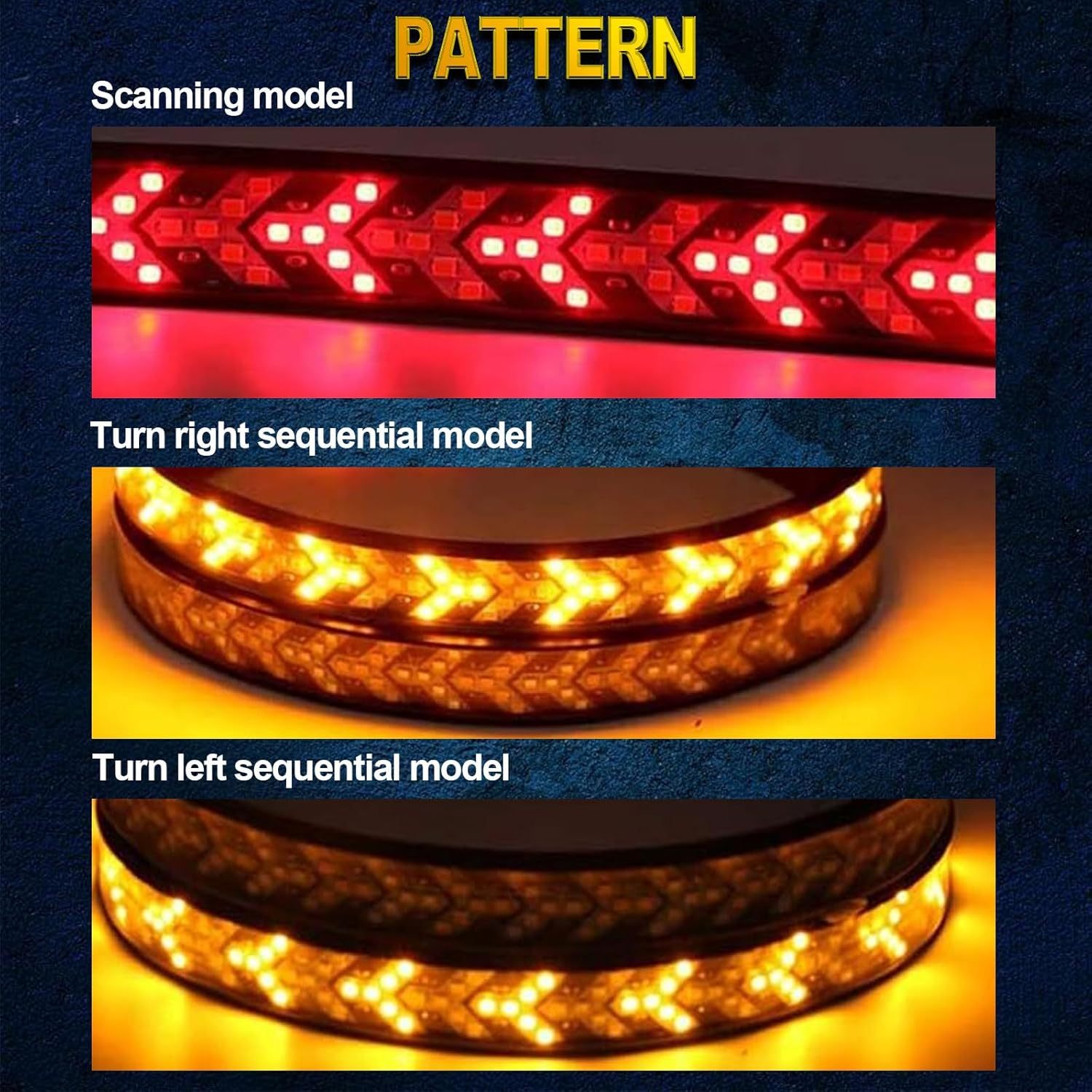 47/60 Inch LED Tailgate Light Bar Kit Red Amber Yellow Sequential Turn Signal