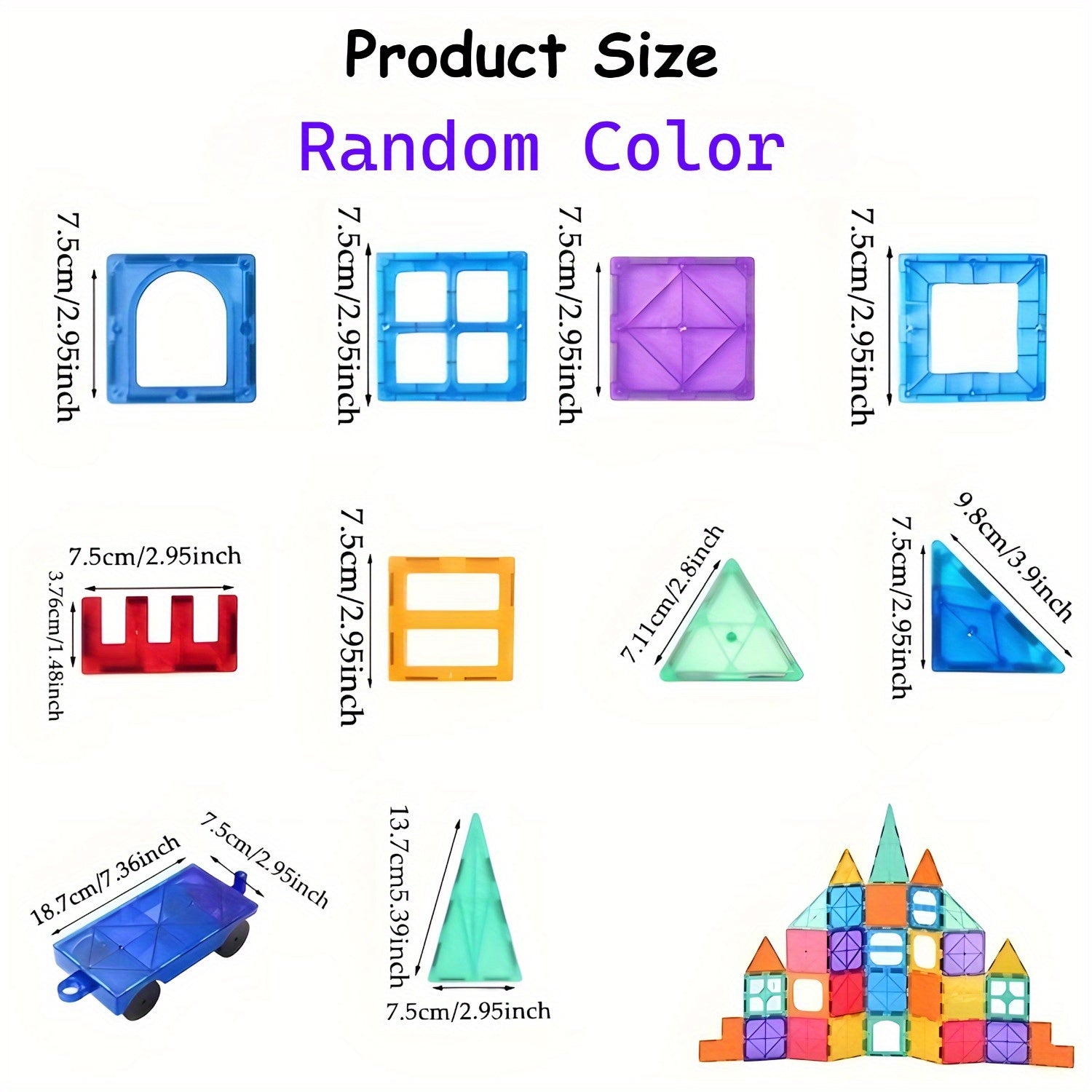 Образовательный набор 3D строительных блоков с магнитными плитками - Прочный ABS материал - 60/100/120 шт. - Творческая игра для мальчиков и девочек.