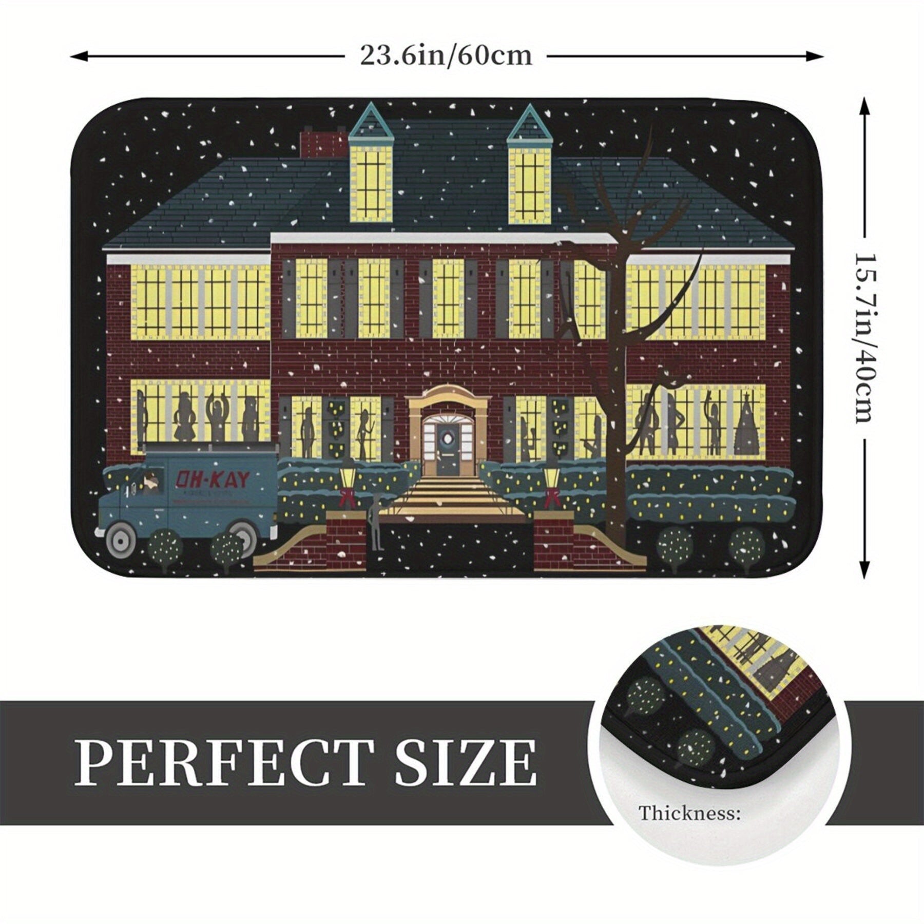 Polyester Doormat Christmas Welcome Rug Anti-Slip Entryway Floor Mat