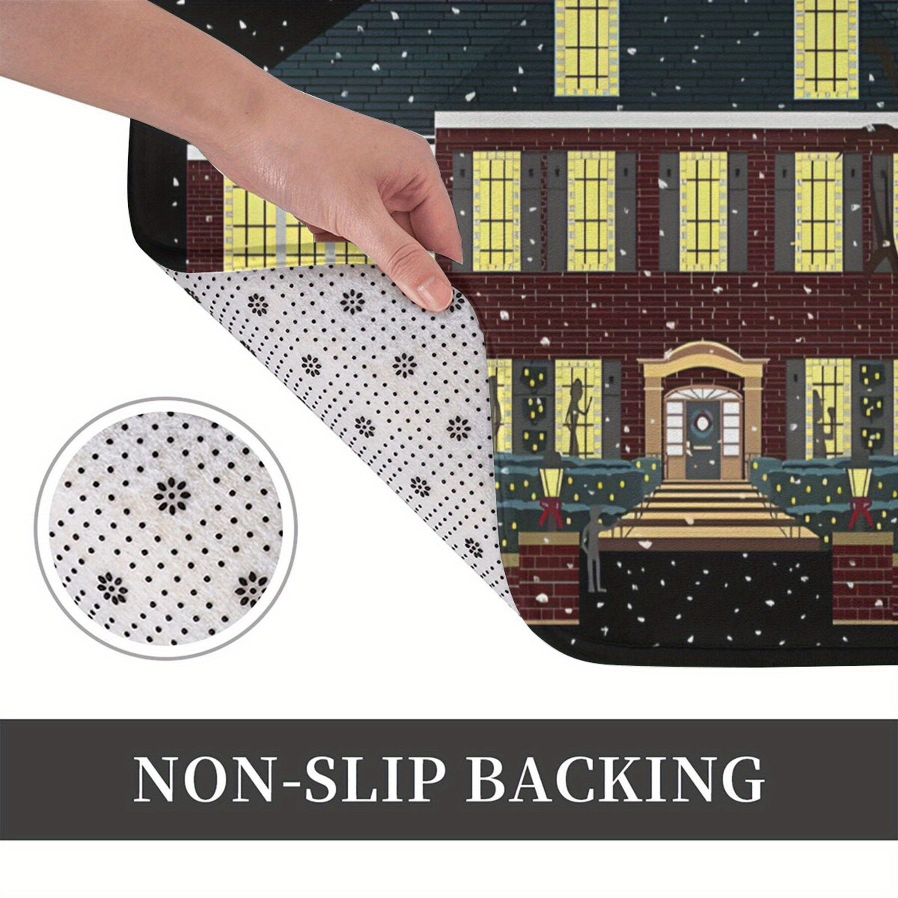 Polyester Doormat Christmas Welcome Rug Anti-Slip Entryway Floor Mat