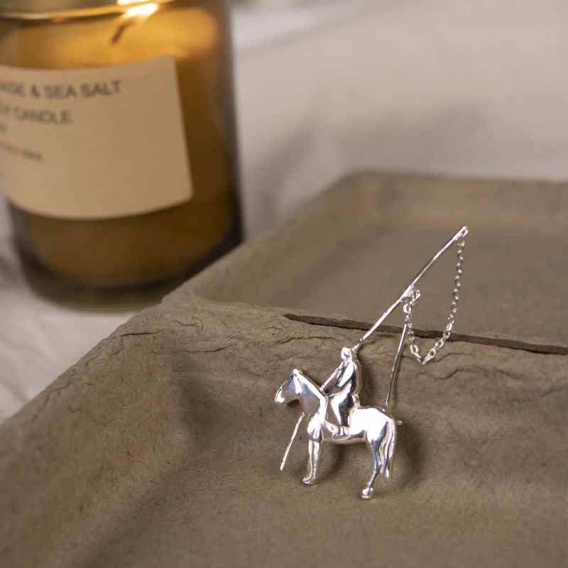 Vintage Silver Mongolia Horse Brooch Ethnic Style Jewelry for Women