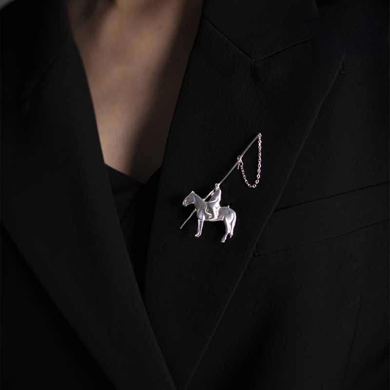 Vintage Silver Mongolia Horse Brooch Ethnic Style Jewelry for Women