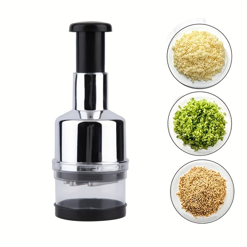Stainless Steel Manual Food Chopper Handheld Garlic Onion Vegetable Cutter Durable Kitchen Tool